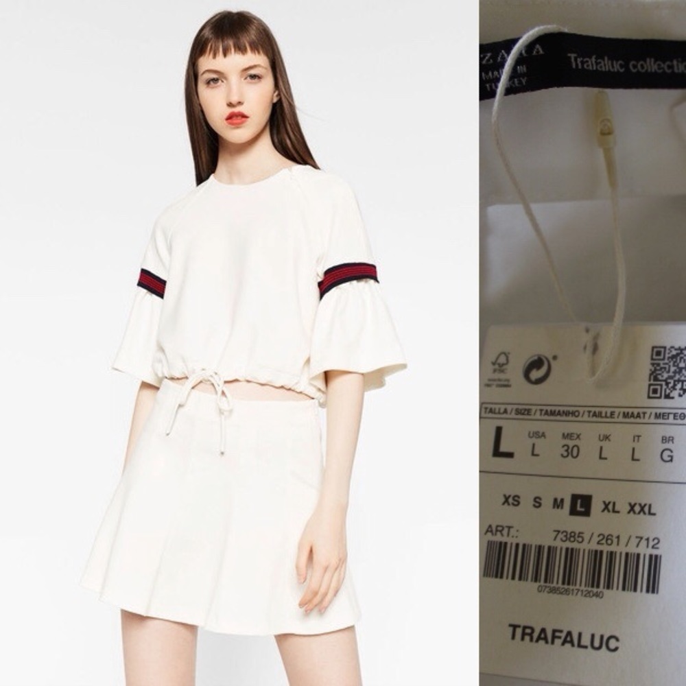 Zara NWT Ecru Flared Mini Skirt Large